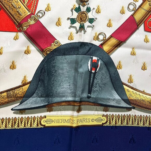 HERMES Multicolor Napoleon Carre 35”x35”/90 Silk 100% Scarf #1353 - Picture 4 of 7